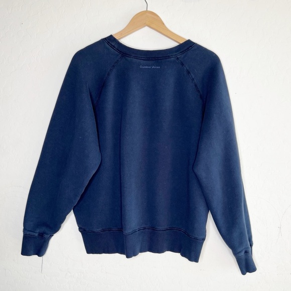Outdoor Voices Navy Blue Organic Cotton Thick Oversized Pullover Sweatshirt - Picture 1 of 5